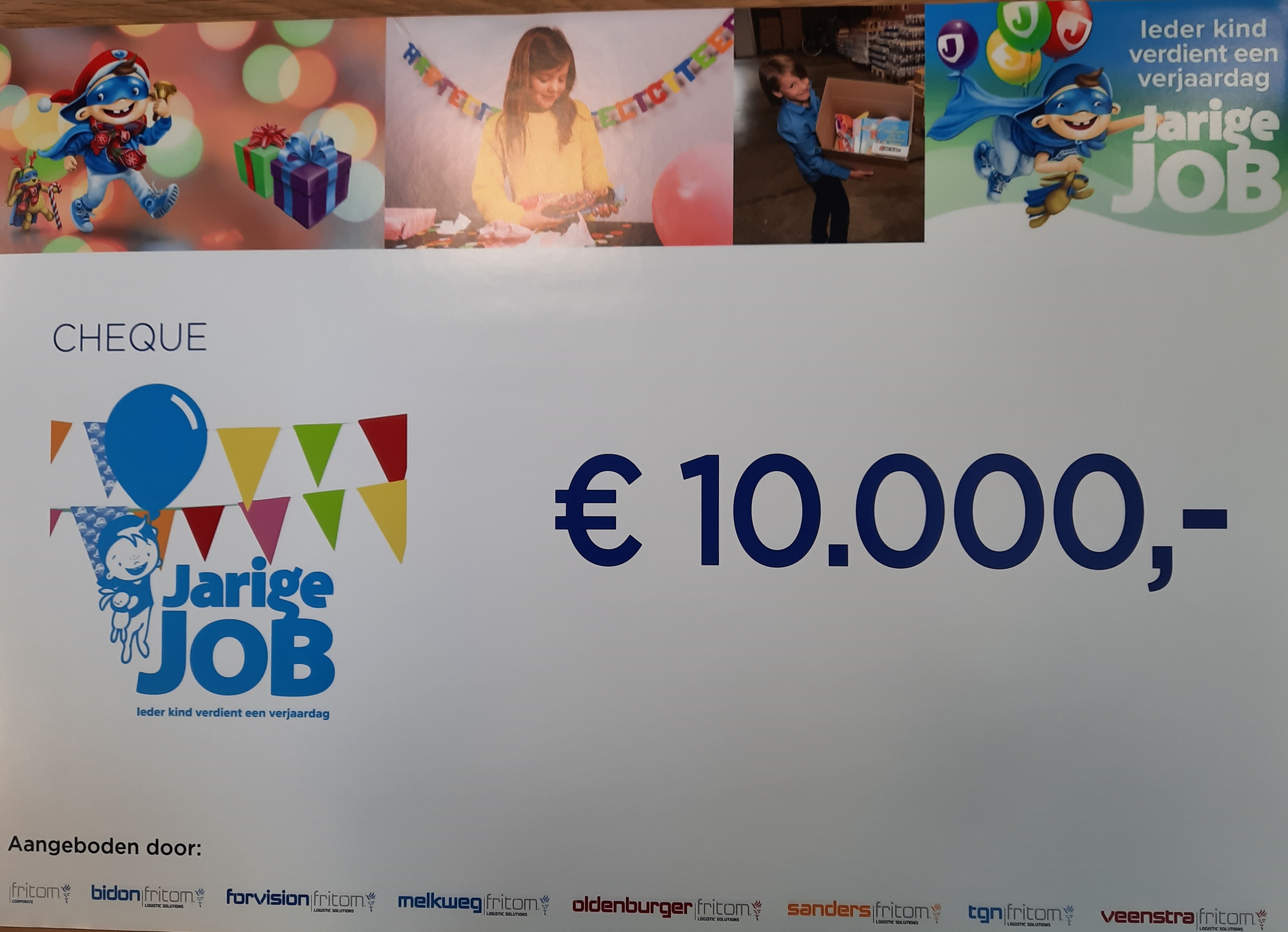 Fritombedrijven steunen Stichting Jarige Job. | Fritom Corporate